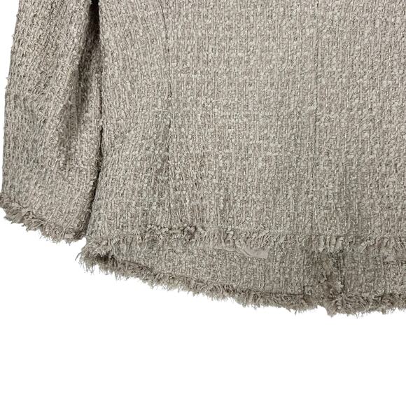 Anne Klein Fringed Tweed Blazer Jacket Women's Size 12 Beige Textured‎ Lined - Picture 7 of 9